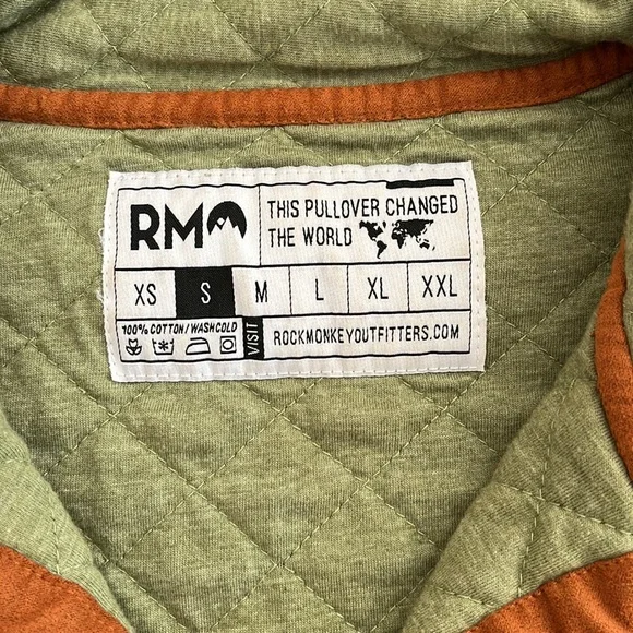 Green quilted Rock Monkey Outfitters pullover - Picture 2 of 2